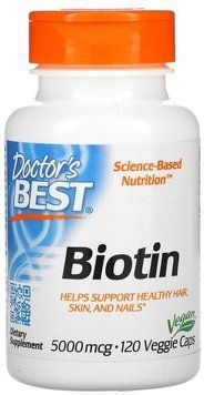 Doctor's Best Biotin 5000 mcg Биотин (B7) 120 вегетарианских капсул 892194 фото