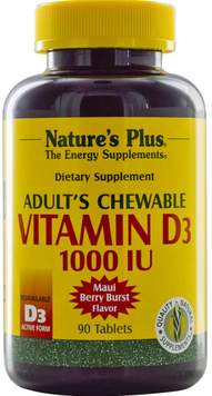 Natures Plus Vitamin D3 Витамин Д3 с ягодным вкусом 1000 МЕ 90 жевательных таблеток 1045333 фото