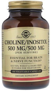 Solgar Choline/Inositol, 500mg/500 mg, 100 Veggie Caps Холин и Инозитол 463565 фото
