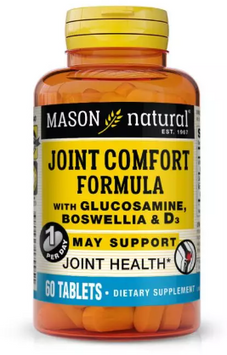 Mason Natural Joint comfort formula with boswellia & D3 Підтримка суглобів та зв'язок з босвелією 60 таблеток 1118713 фото