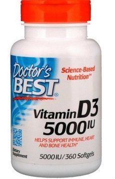 Doctor's Best Best Vitamin D3 5,000 IU 360 Softgels Витамин D3 538270 фото