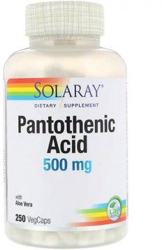 Solaray, Pantothenic Acid, 500 mg, 250 VegCaps (SOR-04381) 607554 фото