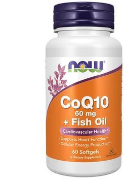 Now Foods CoQ10 60mg with Omega-3 - 60 Softgels 1449897 фото