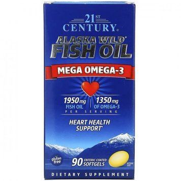 21st Century Alaska Wild Fish Oil Mega Omega 3 Жир дикой рыбы Аляски Рыбий жир Омега 3 90 капсул 1117159 фото