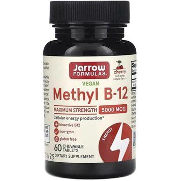 Jarrow Formulas Methyl B-12 Methylcobalamin 5000mcg - 60 chewable tablets Cherry 1460774 фото