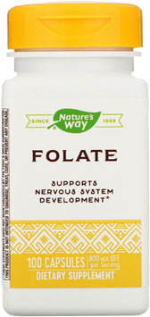 Nature's Way, Folic Acid, 800 mcg, 100 Capsules (NWY-40451) 606298 фото