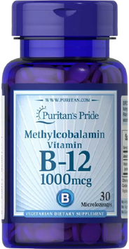 Puritan's Pride Methylcobalamin Vitamin B-12 with Cherry flavour 1000 mcg Метилкобаламін Вітамін В12 30 льодяників 775025 фото