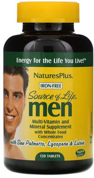 Nature's Plus Source of Life Men Multi-Vitamin and Mineral Витамины для мужчин без железа 120 таблеток 1116325 фото