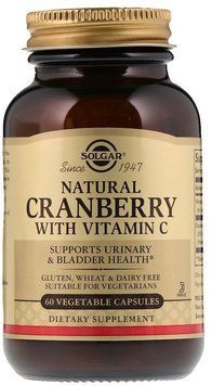 Solgar Natural Cranberry, with Vitamin C, 60 Veg Caps Солгар Журавлина натуральна з вітаміном С 463566 фото