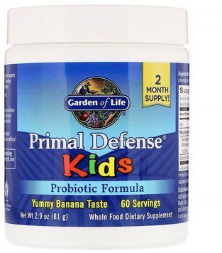 Garden of Life Kids Primal Defense, Probiotic Formula, Natural Banana Flavor, 2.9 oz (81 g) (GOL-11258) 681627 фото