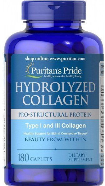 Puritan's Pride Hydrolyzed Collagen 1000 mg Коллаген гидролизированный 180 каплет 775123 фото