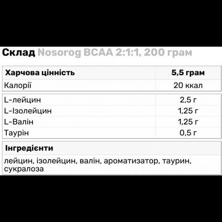Nosorog Bcaa 2:1:1 200 g /36 servings/ Apple 940656 фото