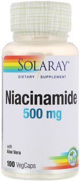 Solaray Niacinamide, 500 mg, 100 Veg Capsules (SOR04365) 687225 фото