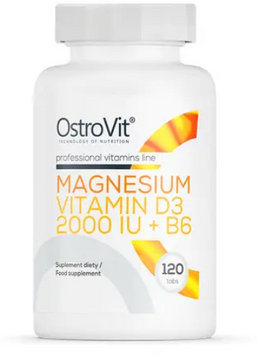 OstroVit Magnesium + Vitamin D3 2000 IU + B6 Магний + Витамин Д3 2000 МЕ + B6 120 таблеток 1159554 фото