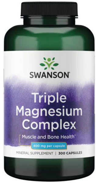 Swanson Triple Magnesium Complex 400 mg Потрійний комплекс магнію 300 капсул 1034695 фото