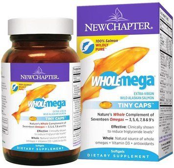New Chapter Wholemega Extra-Virgin Wild Alaskan Salmon Whole Fish Oil Tiny Caps 500 mg 90 Softgels Жир аляскинского лосося 551860 фото