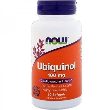 NOW Foods Ubiquinol 100 mg Убіхінол 60 гелевих капсул 775711 фото