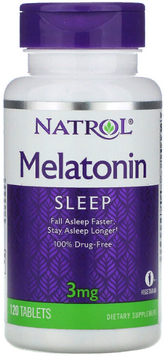 Natrol Melatonin, 3 mg, 120 Tablets (NTL-00511) Мелатонин 722138 фото
