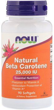 Now Foods Natural Beta Carotene, 25,000 IU, 90 Softgels 684875 фото