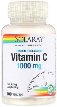 Solaray Timed Release Vitamin C, 1,000 mg, 100 VegCaps (SOR-04450) 661709 фото