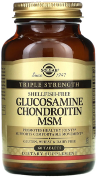 Solgar Glucosamine Chondroitin MSM Глюкозамін Хондроїтин та ЧСЧ потрійна сила 60 таблеток 1067327 фото
