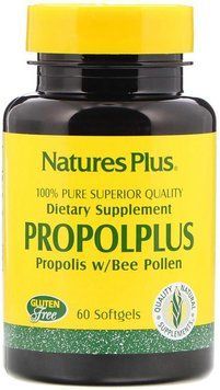 Nature's Plus Propolplus Propolis w/Bee Pollen 60 Softgels Прополис, пчелиная пыльца 537050 фото