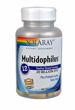 Solaray Multidophilus 12, 20 Billion CFU, 100 Coated Vegcaps (SOR-49300) 661725 фото