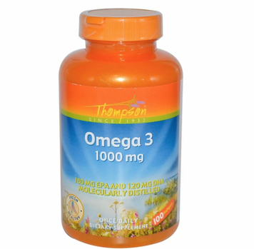 Thompson Omega 3, 1000 mg, 100 Softgels (THO-19320) 655579 фото