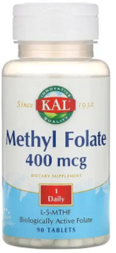 KAL Methyl Folate 400 mcg Метилфолат 90 таблеток 927041 фото