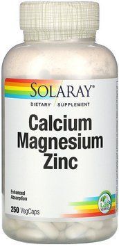 Solaray Calcium Magnesium Zinc, 250 Veg Capsules (SOR04561) 686699 фото