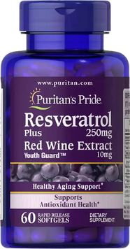 Puritan's Pride Resveratrol 250 mg Ресвератрол 60 гелевих капсул 776484 фото