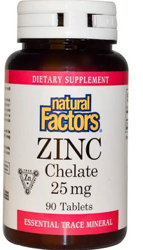 Natural Factors Zinc Chelate 25 mg Хелат цинка 90 таблеток 799465 фото