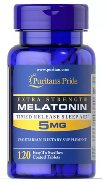 Puritan's Pride Melatonin 5 mg Timed Release Мелатонин медленного высвобождения 120 таблеток 1090905 фото