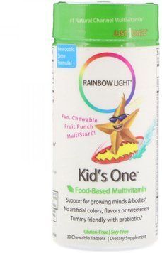 Rainbow Light Kid's One MultiStars Food-Based Multivitamin 30 Chewable Tablets Fruit Punch Жевательные витамины для детей с фруктовым вкусом 535501 фото