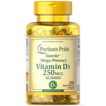 Puritan's Pride Vitamin D3 10,000 Iu 200 caps 418450 фото
