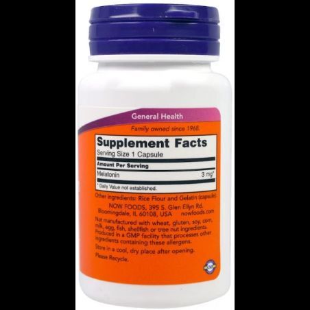 Now Foods Melatonin, 3 mg, 60 Capsules (NF3255) 634732 фото