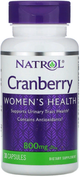 Natrol Cranberry, 800 mg, 30 Capsules (NTL-16033) 722077 фото