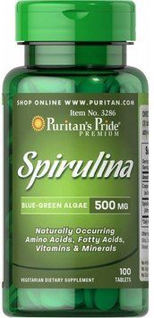 Puritan's Pride Spirulina 500 mg 100 Tablet 446034 фото