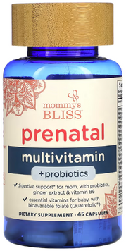 Prenatal Multivitamin + Probiotics, Mommy's Bliss Пренатальные поливитамины + пробиотики 45 капсул 1185994 фото