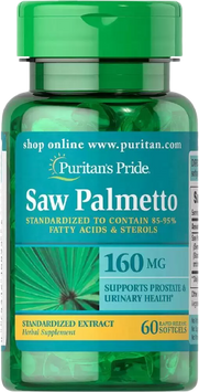 Puritan's Pride Saw Palmetto Standardized Extract 160 mg Со Пальметто 60 гелевих капсул 776486 фото