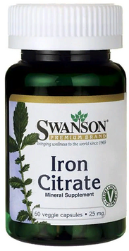 Swanson, Iron Citrate 25mg 60 veg caps (SWA-11377) 608022 фото