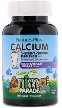 Nature's Plus Source of Life Animal Parade Calcium Children's Chewable Supplement 90 Animals Natural Vanilla Sundae Flavor Жевательный кальций для детей 537053 фото