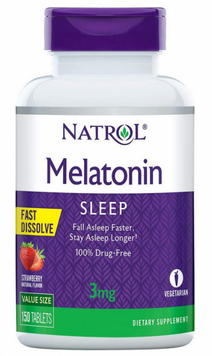 Natrol Melatonin, Fast Dissolve, Strawberry Flavor, 3 mg, 150 Tablets 722140 фото