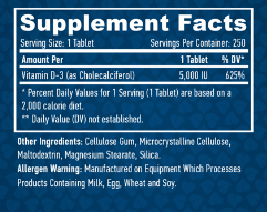 Haya Labs Vitamin D-3 5000 IU Витамин Д3 250 таблеток 1054226 фото