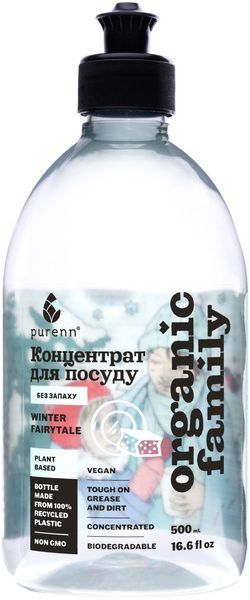 Натуральное жидкое средство Purenn Organic Family Winter Fairytale Sensitive для мытья посуды неароматизированное с яблоком и зе 1323465 фото