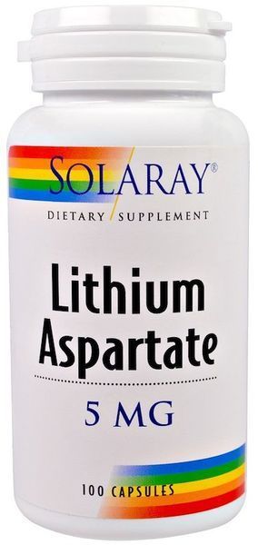 Solaray, Lithium Aspartate, 5 mg, 100 Capsules (SOR-04599) 607983 фото