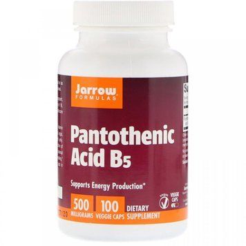 Jarrow Formulas Pantothenic Acid B5 500 mg 100 Caps Пантотеновакислота, вітамін В5 534573 фото