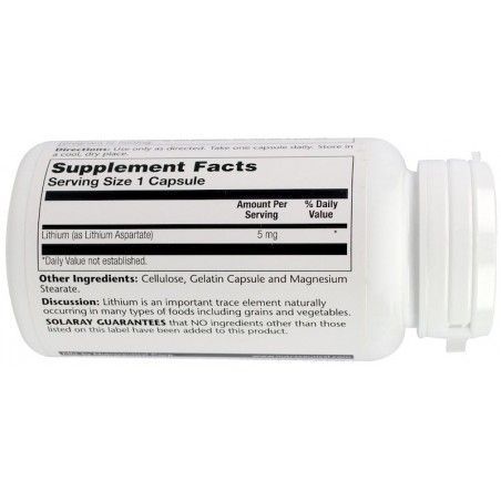 Solaray, Lithium Aspartate, 5 mg, 100 Capsules (SOR-04599) 607983 фото