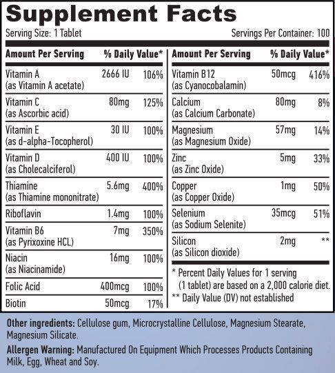 Haya Labs Basic Adult Multivitamin Мультивитамины 100 таблеток 1051881 фото