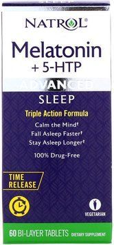 Natrol Melatonin + 5-HTP, Advanced Sleep, 60 Bi-Layer Tablets (NTL-07229) 605420 фото